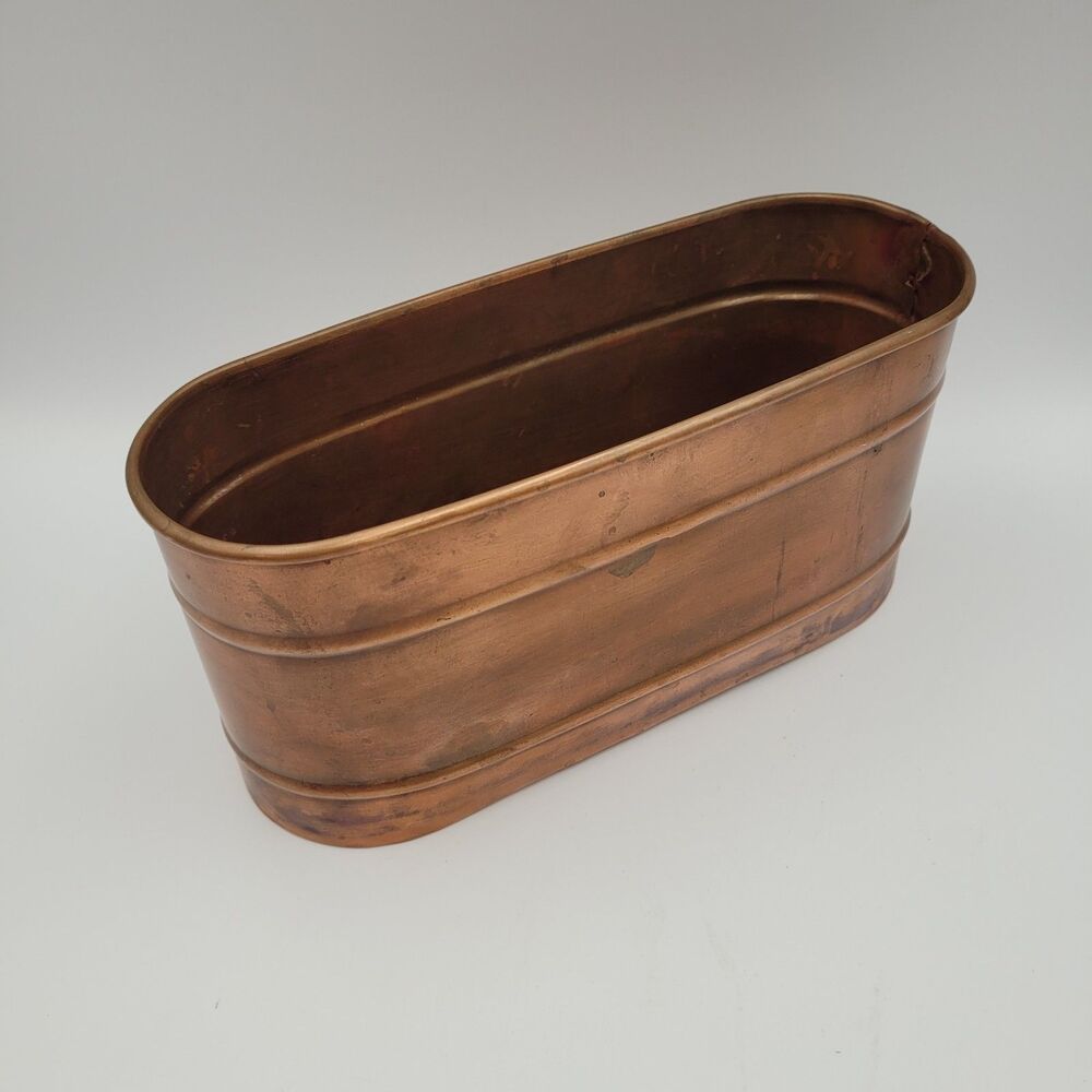 Handmade Smith & Hawken Vintage Copper Planter Bin Patina Rustic 9.25 x3.5 x4.5"